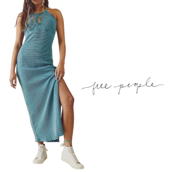 Free People Halter Bohemian Terra Maxi Dress - Size Medium - Picture 1 of 13